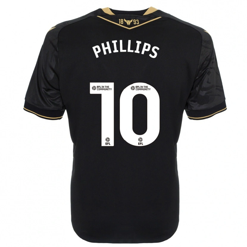 Danxen Bambino Maglia Matt Phillips #10 Nero Oro Kit Gara Away 2025/26 Maglietta