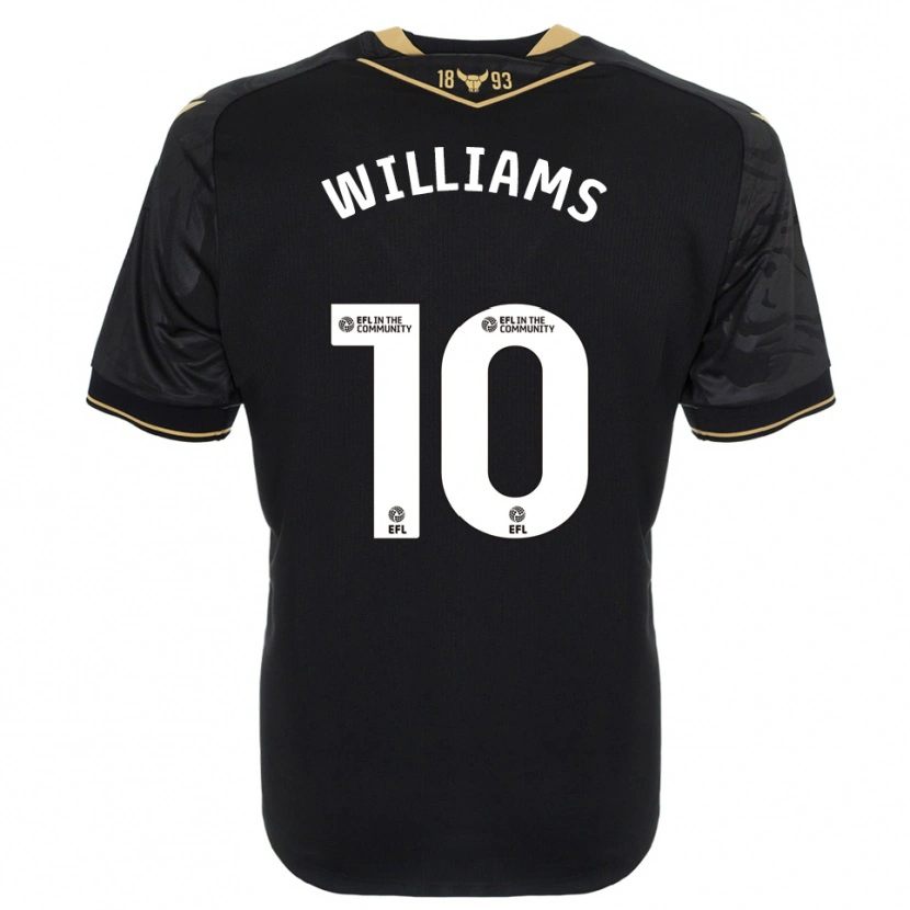 Danxen Bambino Maglia Cheryl Williams #10 Nero Oro Kit Gara Away 2025/26 Maglietta