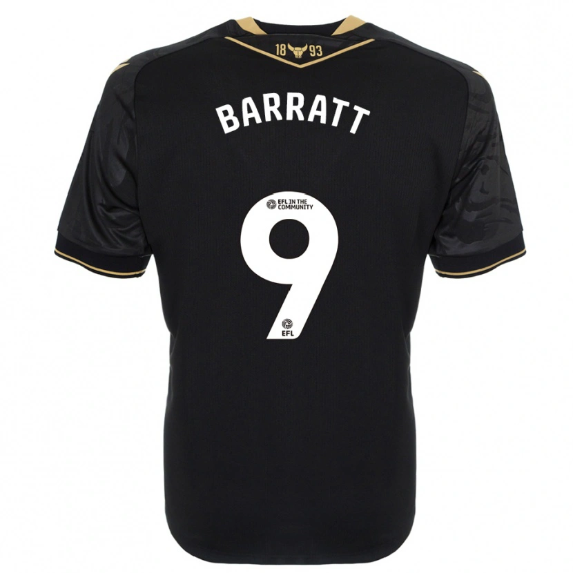 Danxen Bambino Maglia Zoe Barratt #9 Nero Oro Kit Gara Away 2025/26 Maglietta