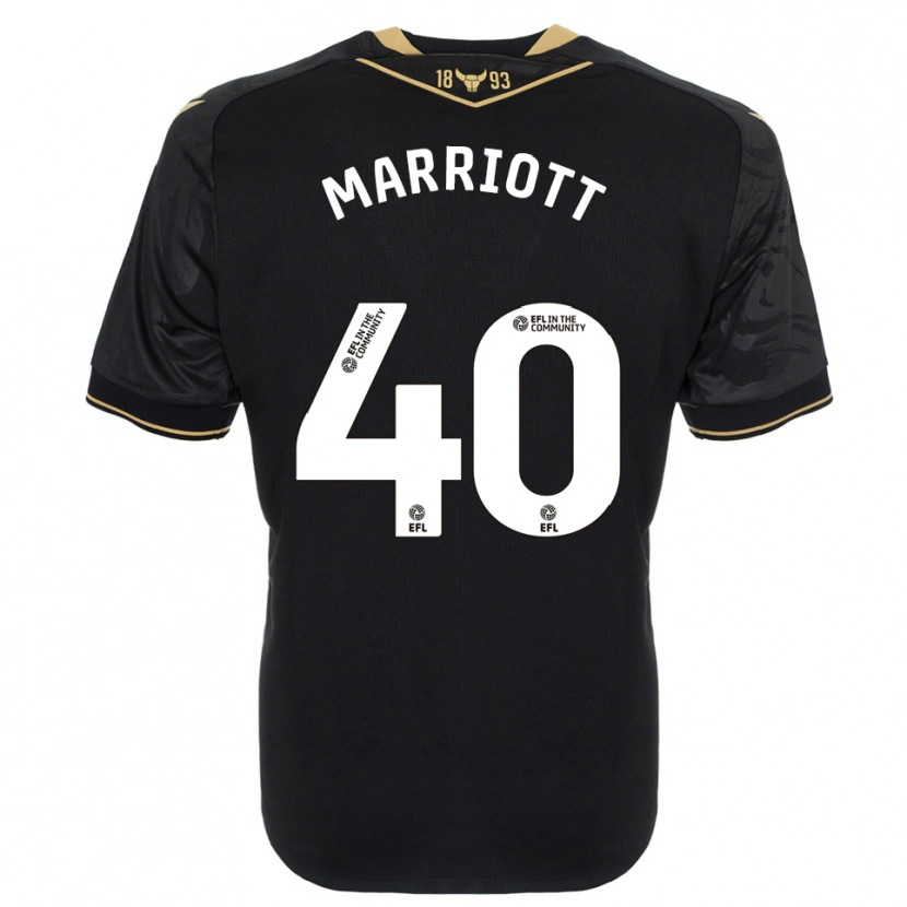 Danxen Bambino Maglia Monty Marriott #40 Nero Oro Kit Gara Away 2025/26 Maglietta