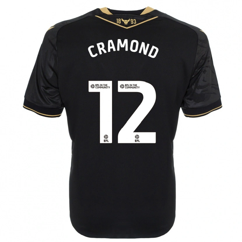 Danxen Bambino Maglia Charlie Cramond #12 Nero Oro Kit Gara Away 2025/26 Maglietta