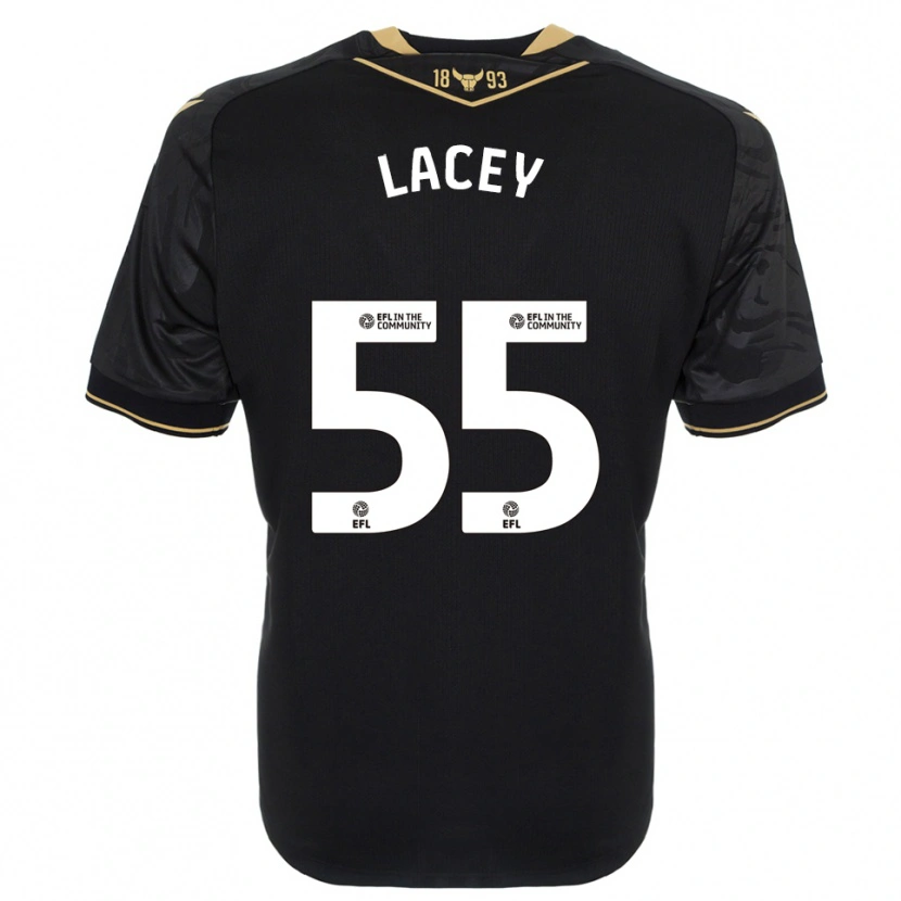Danxen Bambino Maglia Aaron Lacey #55 Nero Oro Kit Gara Away 2025/26 Maglietta