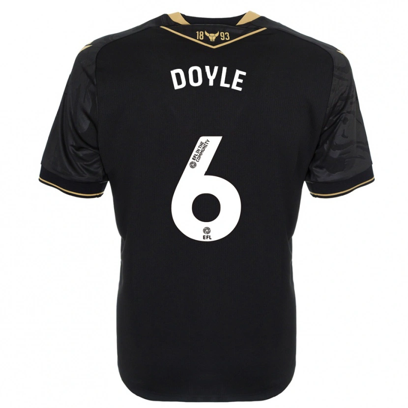 Danxen Bambino Maglia Calum Doyle #6 Nero Oro Kit Gara Away 2025/26 Maglietta
