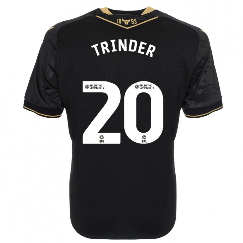 Danxen Bambino Maglia Lucy Trinder #20 Nero Oro Kit Gara Away 2025/26 Maglietta