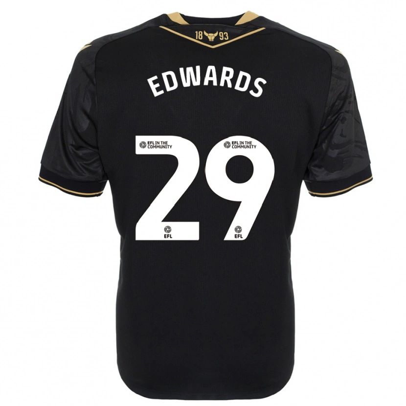 Danxen Bambino Maglia Kyle Edwards #29 Nero Oro Kit Gara Away 2025/26 Maglietta