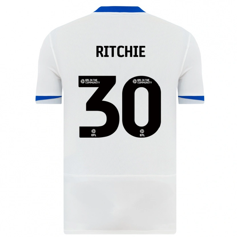 Danxen Bambino Maglia Matt Ritchie #30 Bianco Nero Kit Gara Away 2025/26 Maglietta