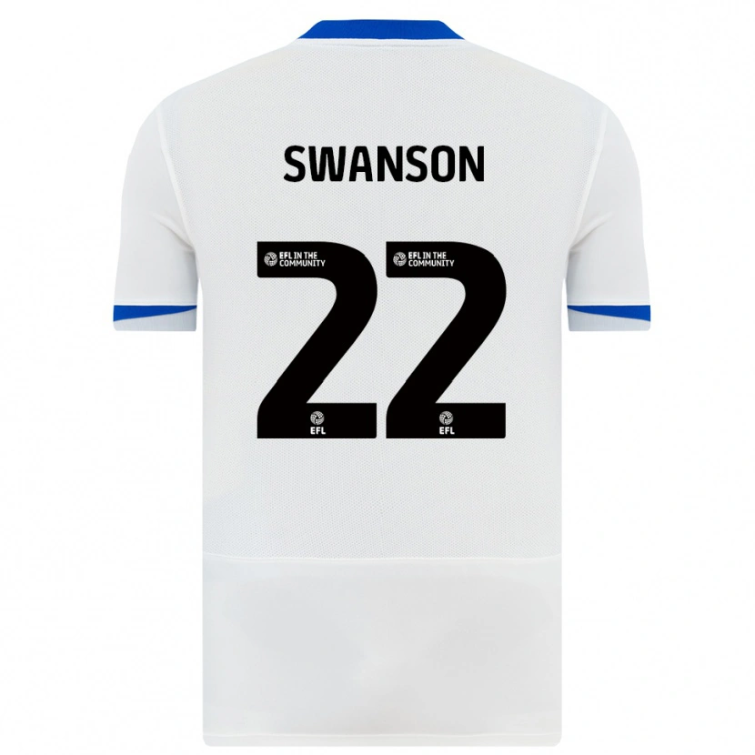 Danxen Bambino Maglia Zak Swanson #22 Bianco Nero Kit Gara Away 2025/26 Maglietta