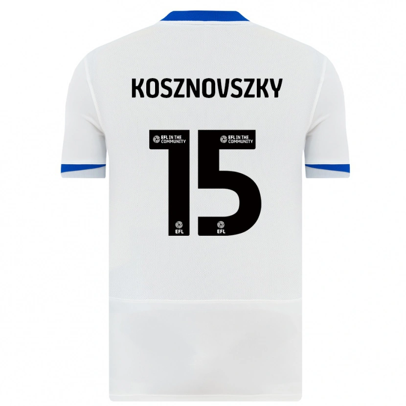Danxen Bambino Maglia Márk Kosznovszky #15 Bianco Nero Kit Gara Away 2025/26 Maglietta