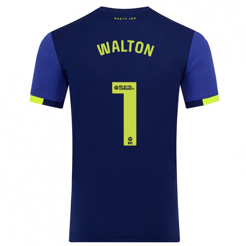 Danxen Bambino Maglia Jack Walton #1 Blu Marino Giallo Kit Gara Away 2025/26 Maglietta