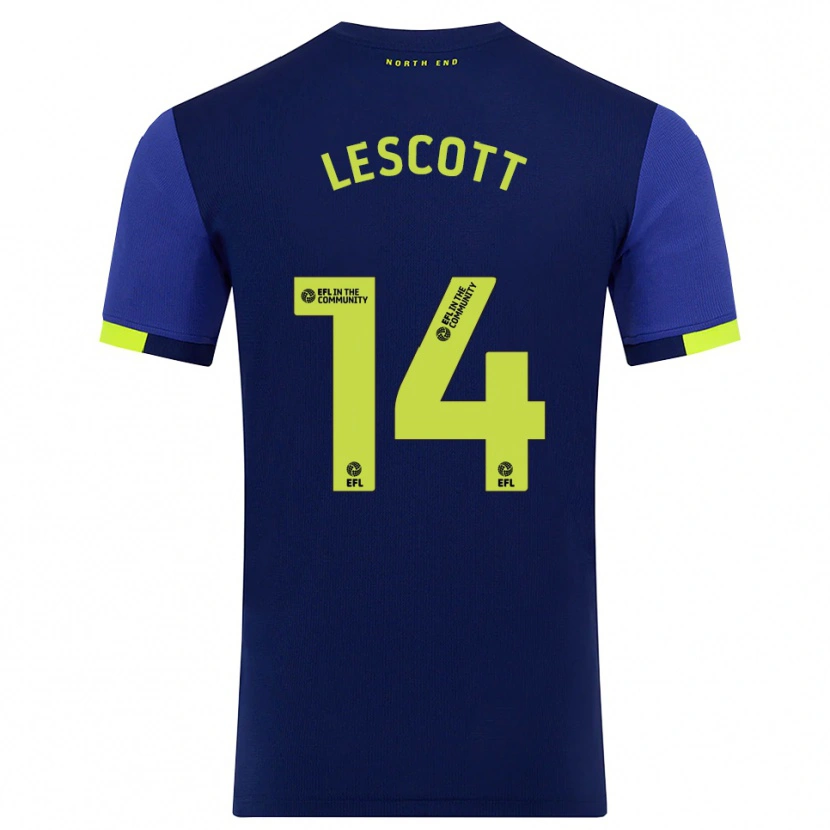 Danxen Bambino Maglia Clayton Lescott #14 Blu Marino Giallo Kit Gara Away 2025/26 Maglietta
