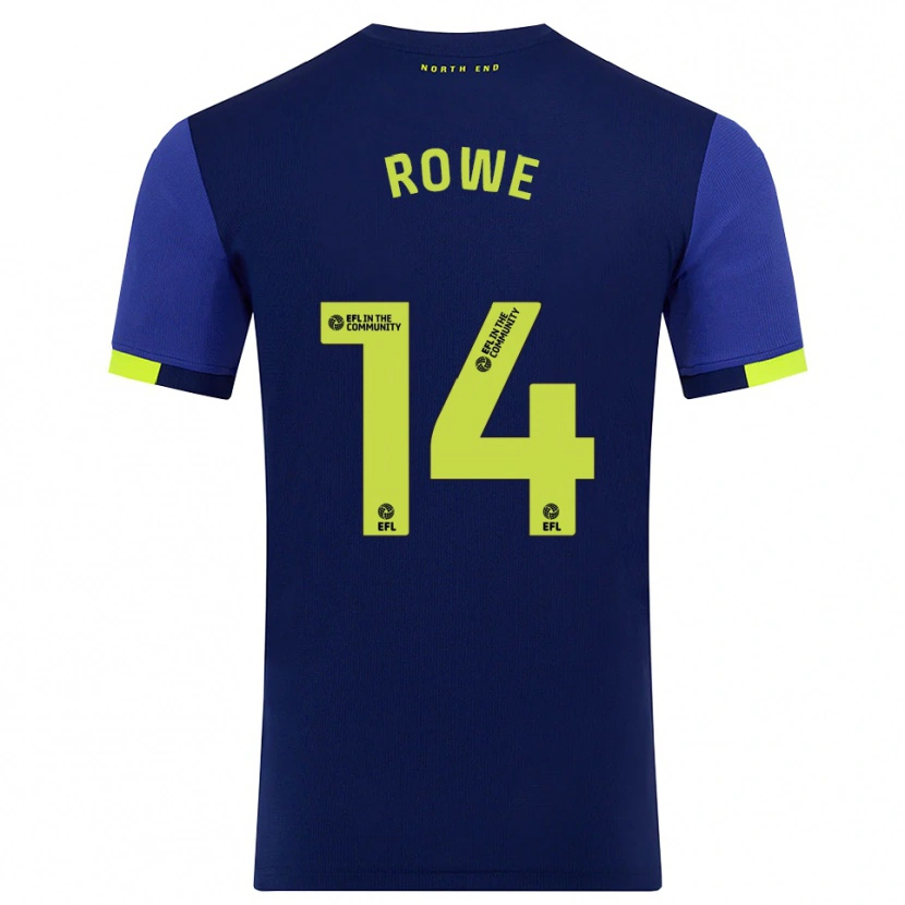 Danxen Bambino Maglia Sasha Rowe #14 Blu Marino Giallo Kit Gara Away 2025/26 Maglietta
