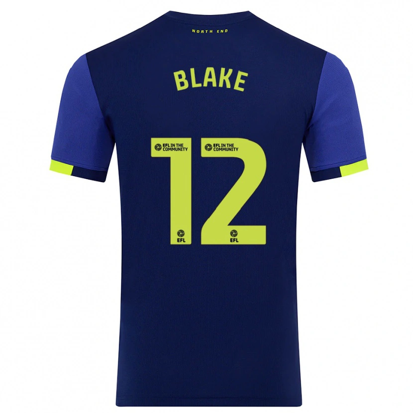 Danxen Bambino Maglia Joe Blake #12 Blu Marino Giallo Kit Gara Away 2025/26 Maglietta
