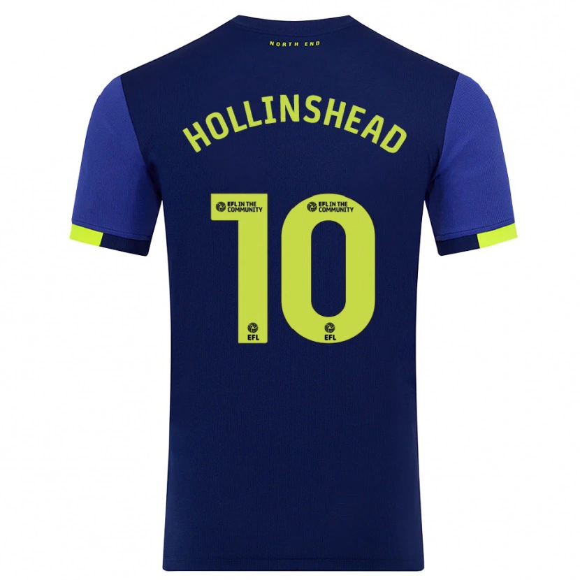 Danxen Bambino Maglia Emily Hollinshead #10 Blu Marino Giallo Kit Gara Away 2025/26 Maglietta