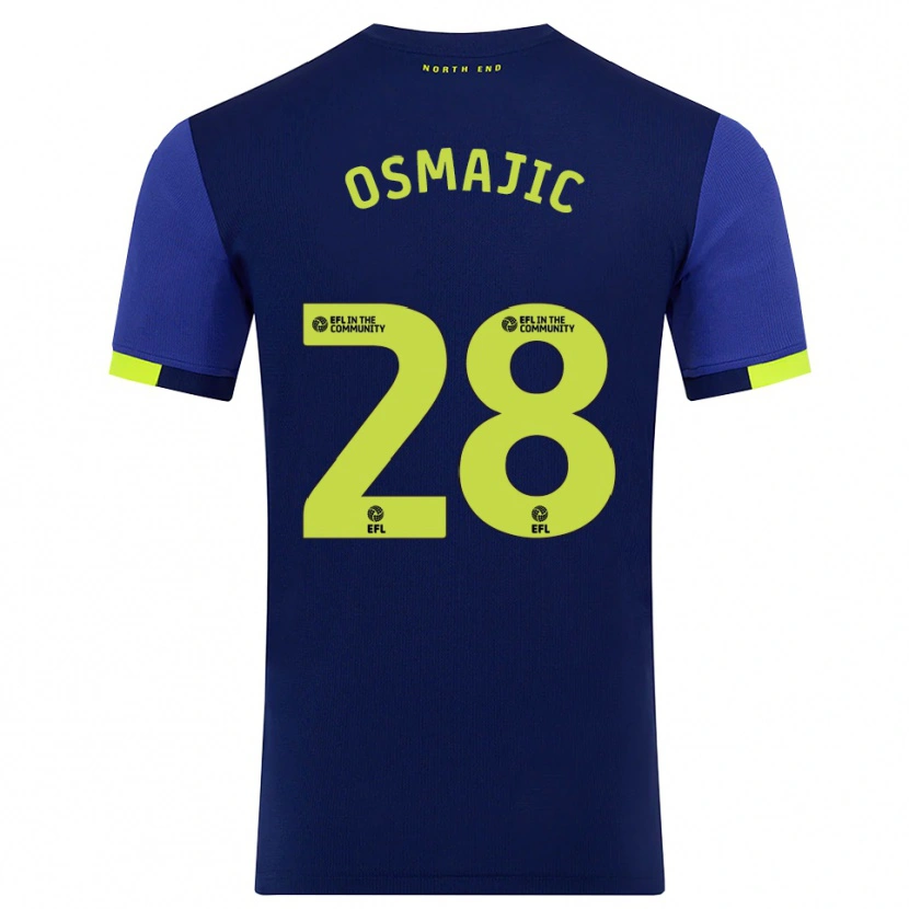 Danxen Bambino Maglia Milutin Osmajic #28 Blu Marino Giallo Kit Gara Away 2025/26 Maglietta