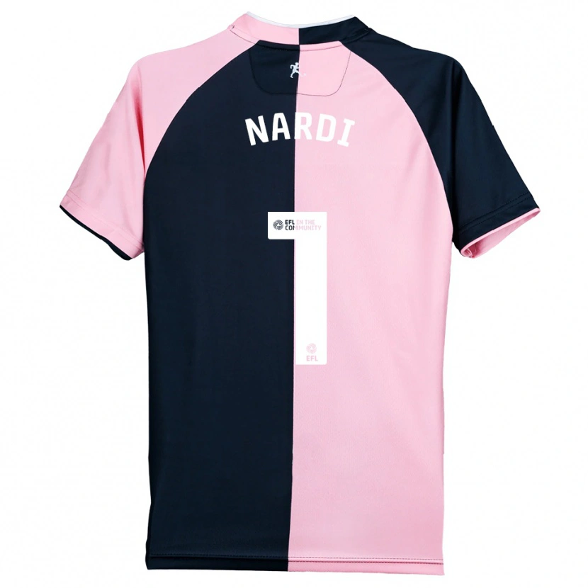 Danxen Bambino Maglia Paul Nardi #1 Rosa Nero Kit Gara Away 2025/26 Maglietta