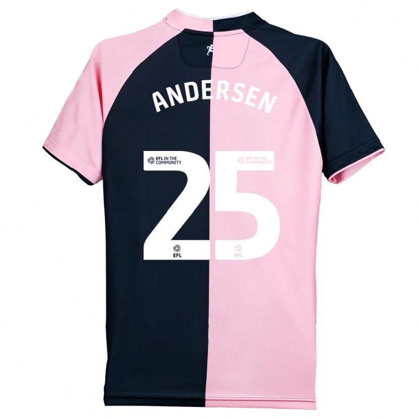 Danxen Bambino Maglia Lucas Andersen #25 Rosa Nero Kit Gara Away 2025/26 Maglietta