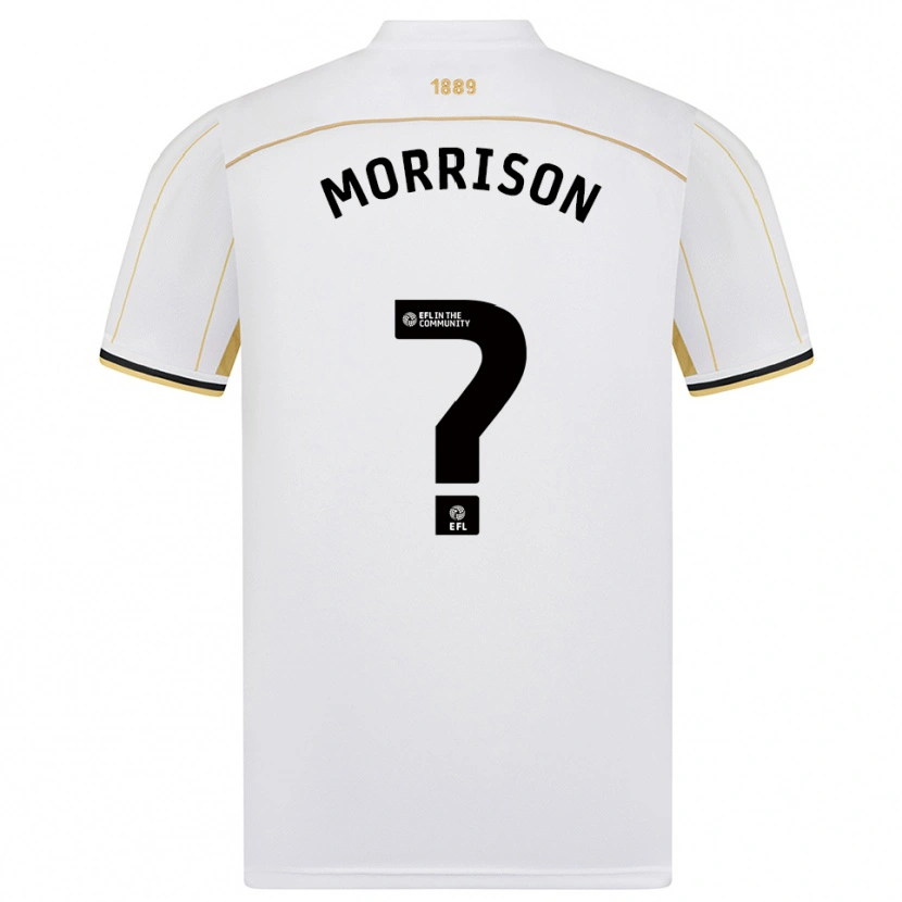 Danxen Bambino Maglia Emmett Morrison #0 Bianco Oro Kit Gara Away 2025/26 Maglietta