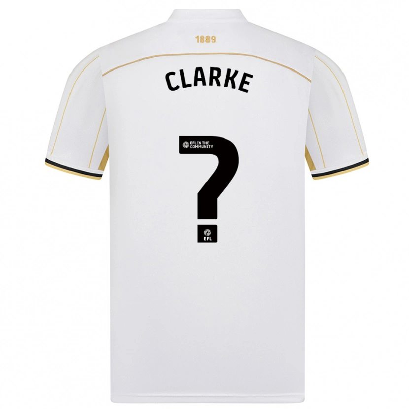 Danxen Bambino Maglia Stafford Clarke #0 Bianco Oro Kit Gara Away 2025/26 Maglietta