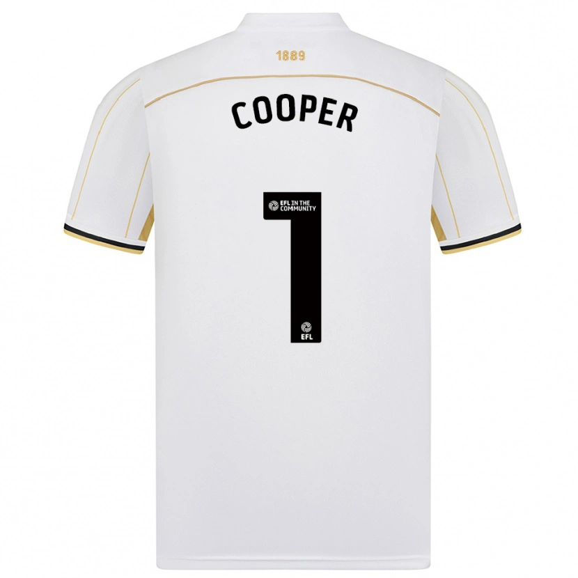 Danxen Bambino Maglia Michael Cooper #1 Bianco Oro Kit Gara Away 2025/26 Maglietta