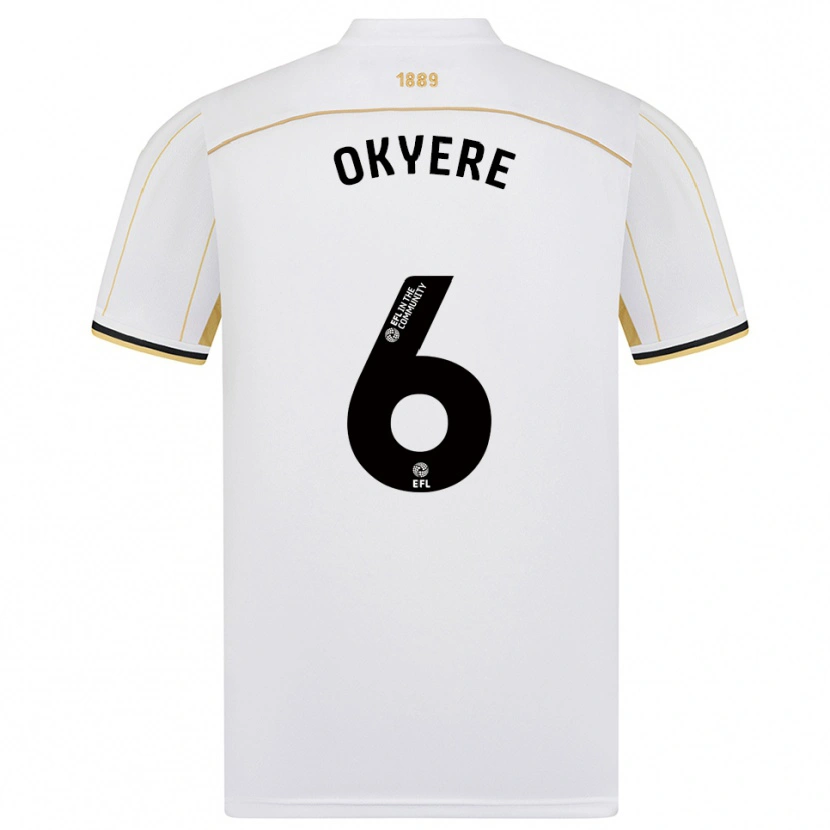 Danxen Bambino Maglia Seth Okyere #6 Bianco Oro Kit Gara Away 2025/26 Maglietta