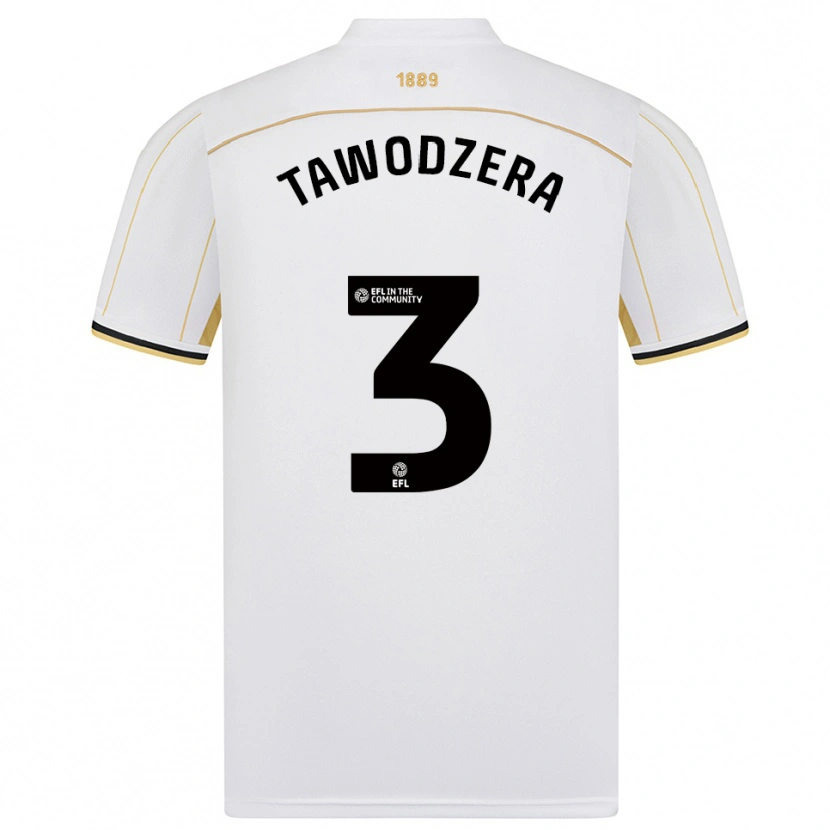 Danxen Bambino Maglia Dylan Tawodzera #3 Bianco Oro Kit Gara Away 2025/26 Maglietta