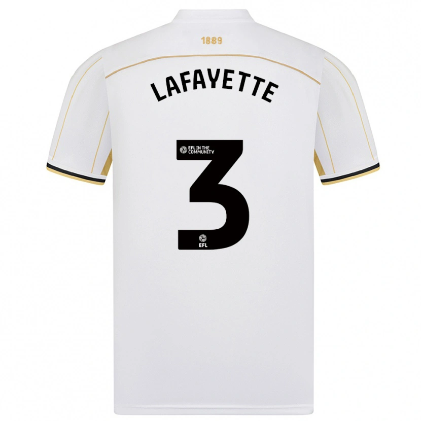 Danxen Bambino Maglia Abbie Lafayette #3 Bianco Oro Kit Gara Away 2025/26 Maglietta