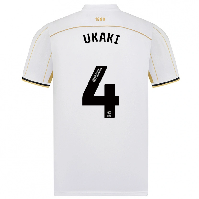 Danxen Bambino Maglia Ehije Ukaki #4 Bianco Oro Kit Gara Away 2025/26 Maglietta
