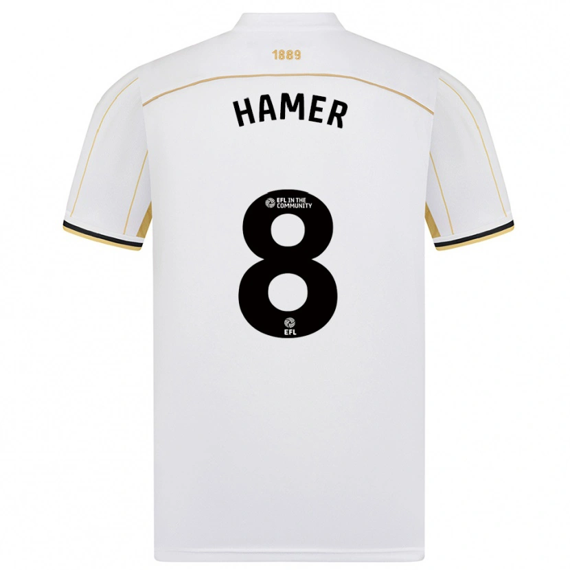 Danxen Bambino Maglia Gustavo Hamer #8 Bianco Oro Kit Gara Away 2025/26 Maglietta