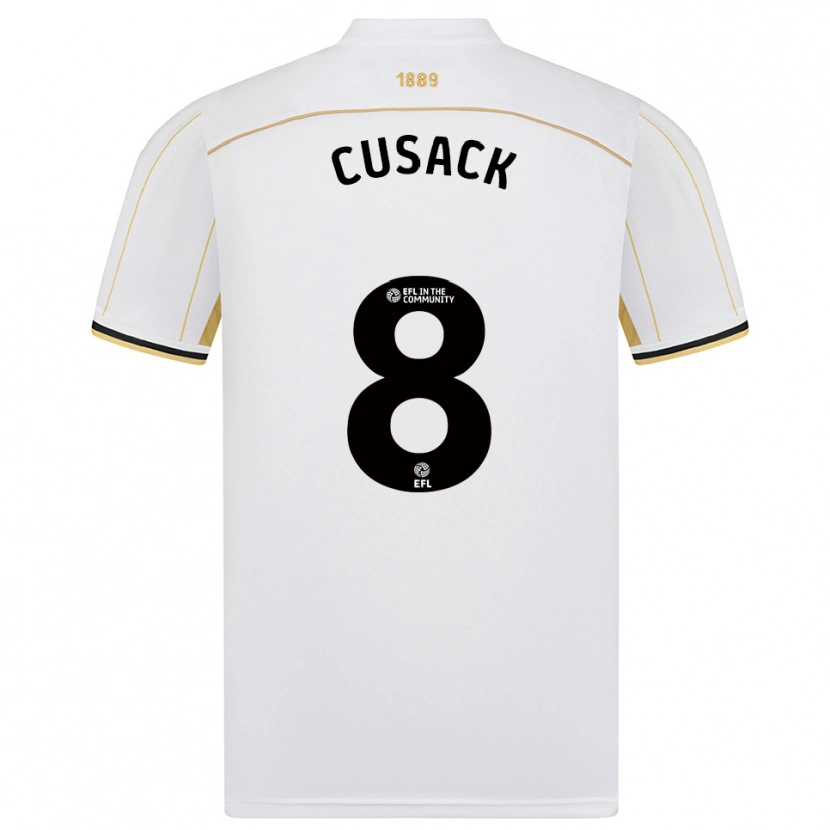 Danxen Bambino Maglia Maddy Cusack † #8 Bianco Oro Kit Gara Away 2025/26 Maglietta