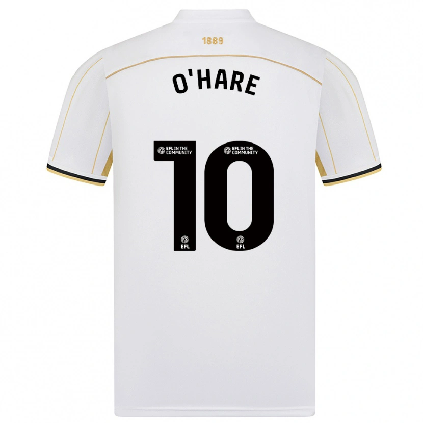 Danxen Bambino Maglia Callum O'hare #10 Bianco Oro Kit Gara Away 2025/26 Maglietta