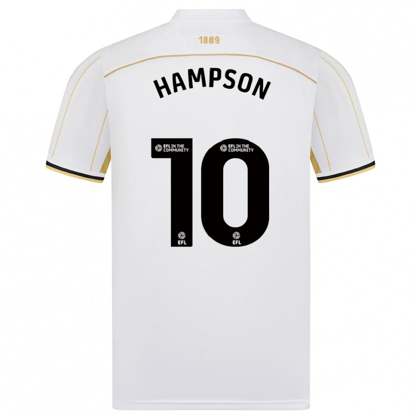 Danxen Bambino Maglia Owen Hampson #10 Bianco Oro Kit Gara Away 2025/26 Maglietta