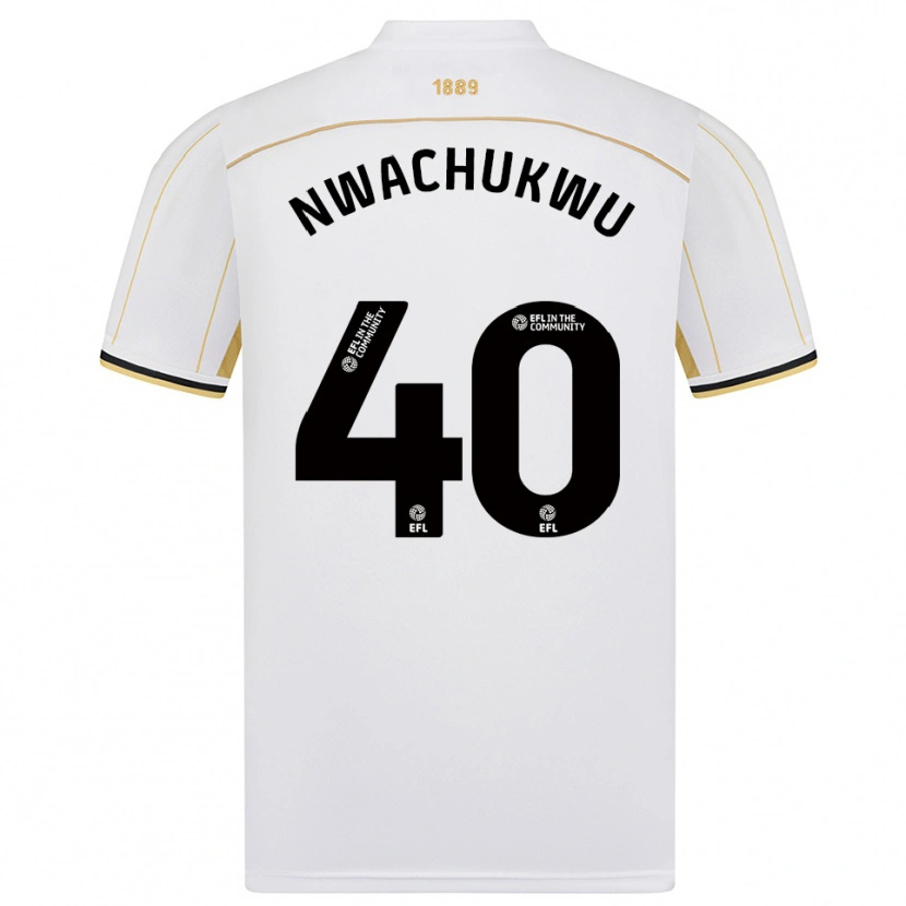 Danxen Bambino Maglia Christian Nwachukwu #40 Bianco Oro Kit Gara Away 2025/26 Maglietta