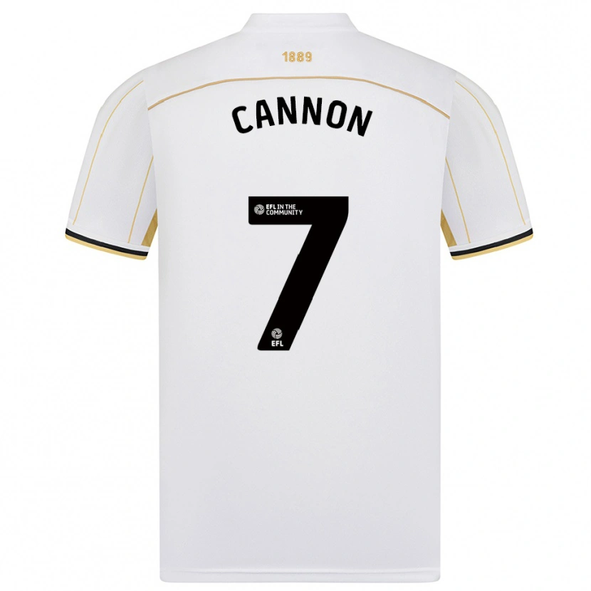 Danxen Bambino Maglia Tom Cannon #7 Bianco Oro Kit Gara Away 2025/26 Maglietta