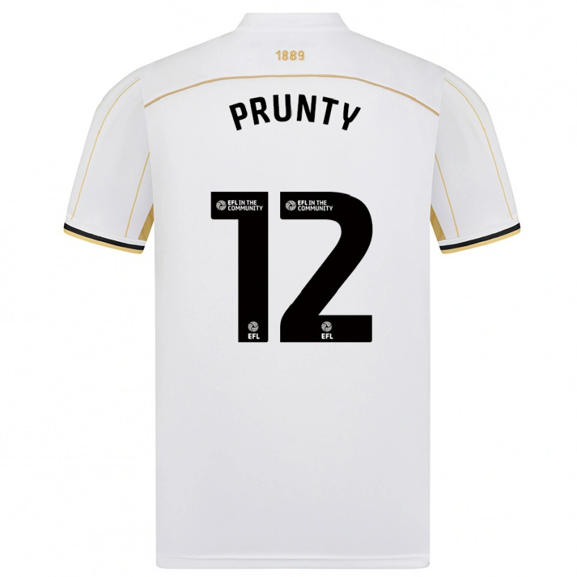 Danxen Bambino Maglia Jayden Prunty #12 Bianco Oro Kit Gara Away 2025/26 Maglietta