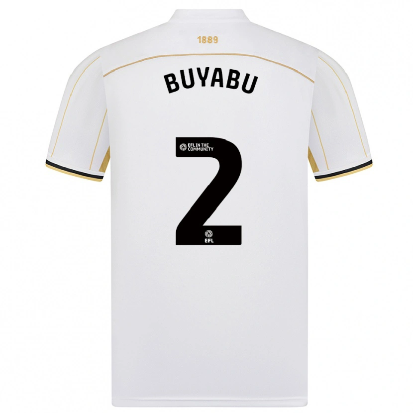 Danxen Bambino Maglia Jili Buyabu #2 Bianco Oro Kit Gara Away 2025/26 Maglietta
