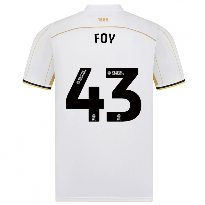 Danxen Bambino Maglia Gus Foy #43 Bianco Oro Kit Gara Away 2025/26 Maglietta