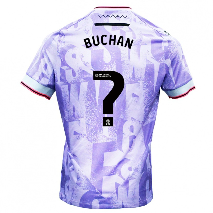 Danxen Bambino Maglia Jay Buchan #0 Lilla Bianco Kit Gara Away 2025/26 Maglietta