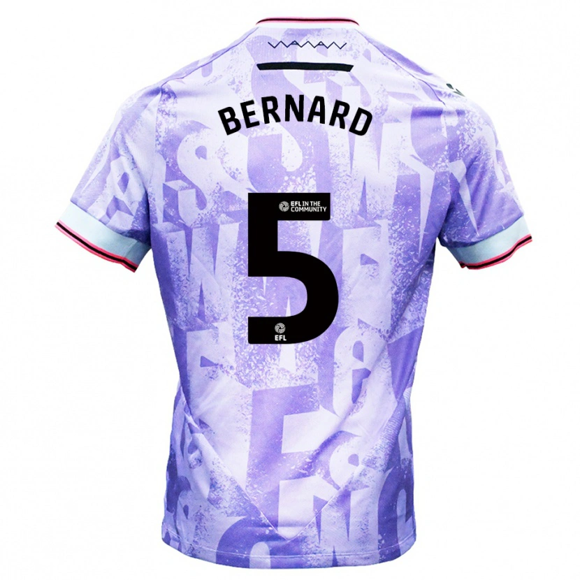 Danxen Bambino Maglia Di'shon Bernard #5 Lilla Bianco Kit Gara Away 2025/26 Maglietta