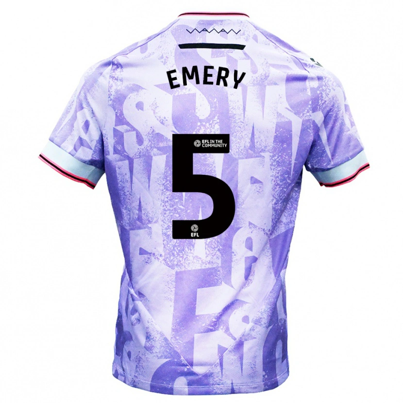 Danxen Bambino Maglia Joe Emery #5 Lilla Bianco Kit Gara Away 2025/26 Maglietta