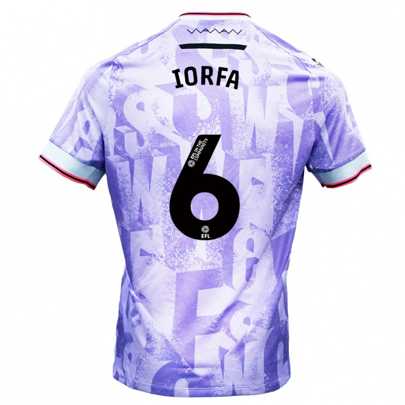 Danxen Bambino Maglia Dominic Iorfa #6 Lilla Bianco Kit Gara Away 2025/26 Maglietta