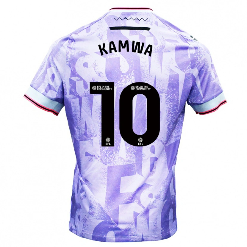 Danxen Bambino Maglia Donald Kamwa #10 Lilla Bianco Kit Gara Away 2025/26 Maglietta