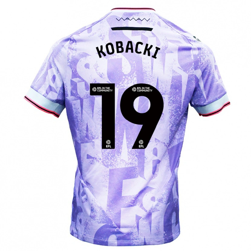 Danxen Bambino Maglia Olaf Kobacki #19 Lilla Bianco Kit Gara Away 2025/26 Maglietta