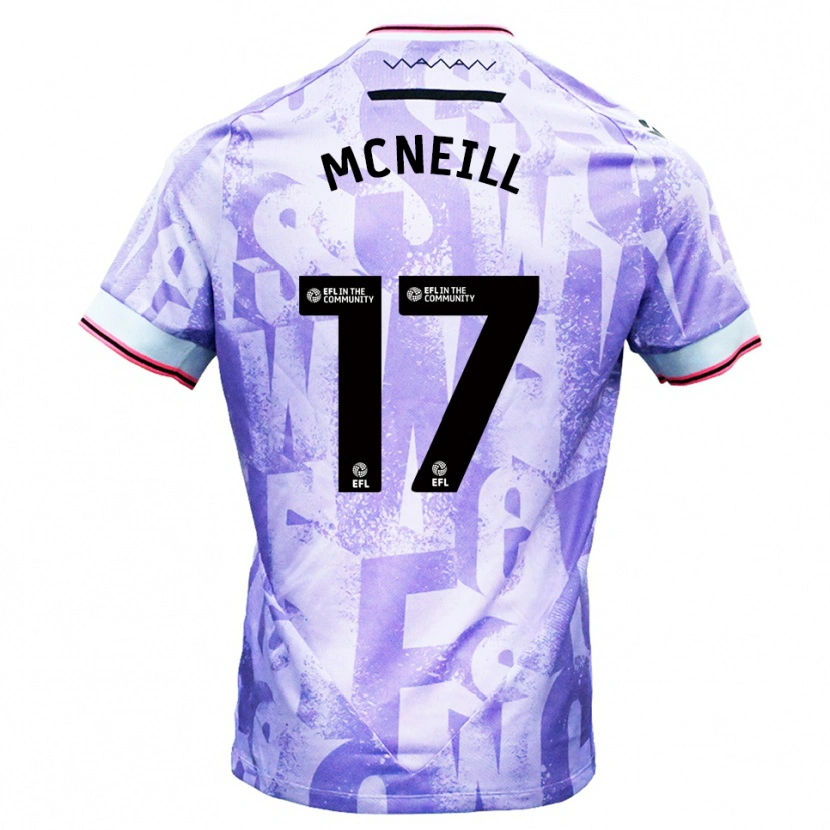 Danxen Bambino Maglia Charlie Mcneill #17 Lilla Bianco Kit Gara Away 2025/26 Maglietta