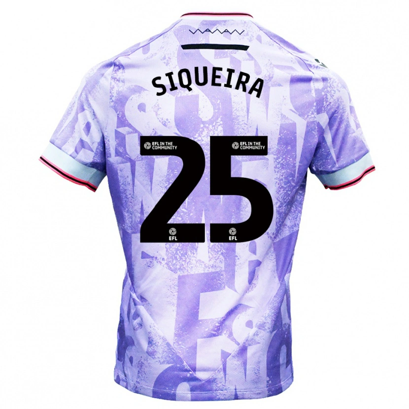 Danxen Bambino Maglia Guilherme Siqueira #25 Lilla Bianco Kit Gara Away 2025/26 Maglietta