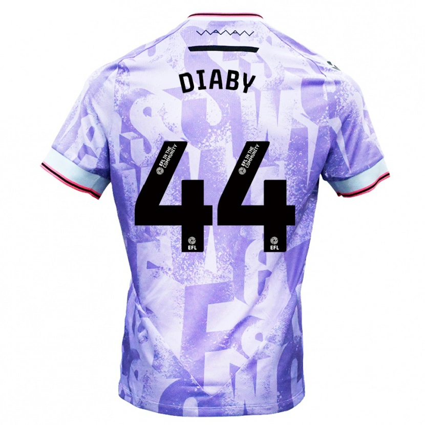 Danxen Bambino Maglia Momo Diaby #44 Lilla Bianco Kit Gara Away 2025/26 Maglietta
