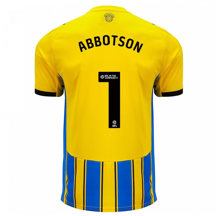 Danxen Bambino Maglia Oscar Abbotson #1 Blu Giallo Kit Gara Away 2025/26 Maglietta
