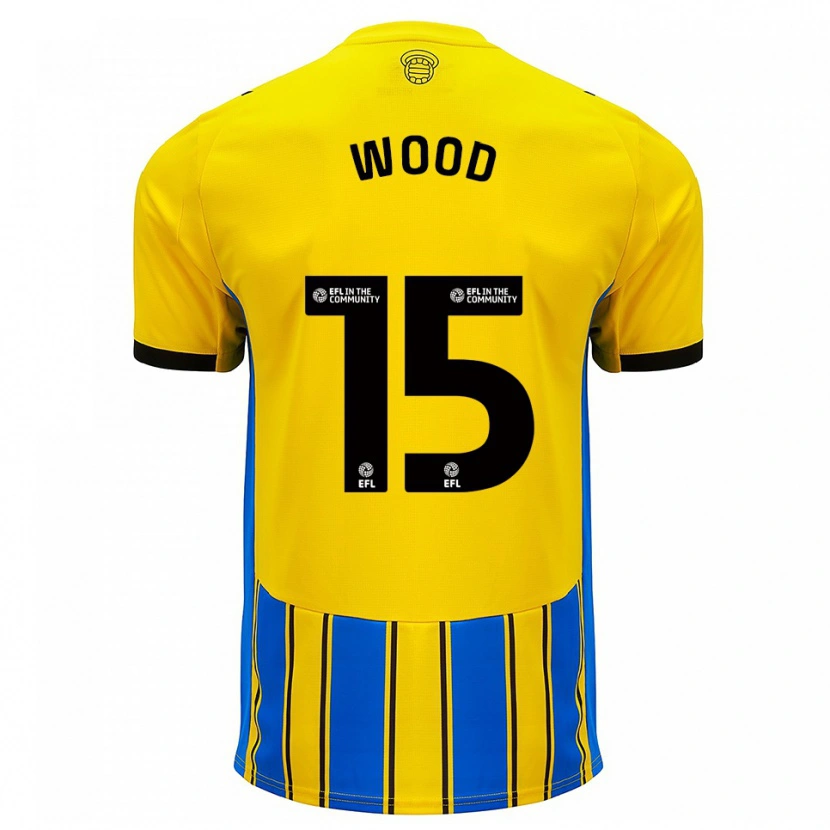 Danxen Bambino Maglia Nathan Wood #15 Blu Giallo Kit Gara Away 2025/26 Maglietta