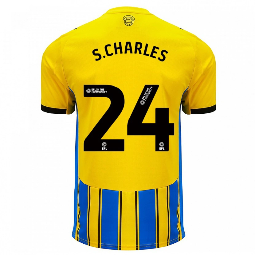 Danxen Bambino Maglia Shea Charles #24 Blu Giallo Kit Gara Away 2025/26 Maglietta