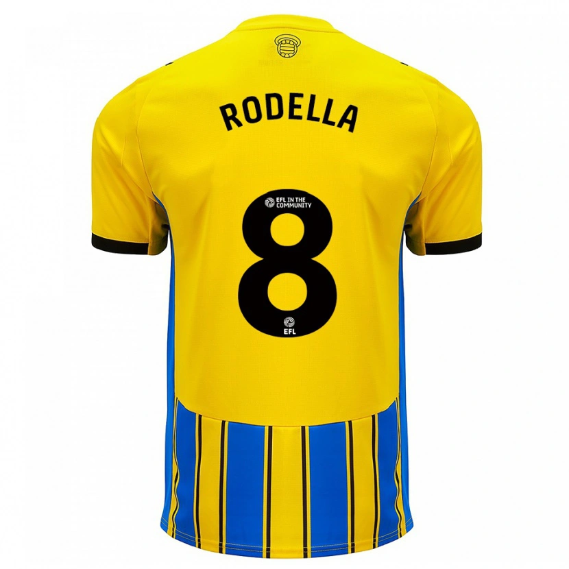 Danxen Bambino Maglia Leo Rodella #8 Blu Giallo Kit Gara Away 2025/26 Maglietta