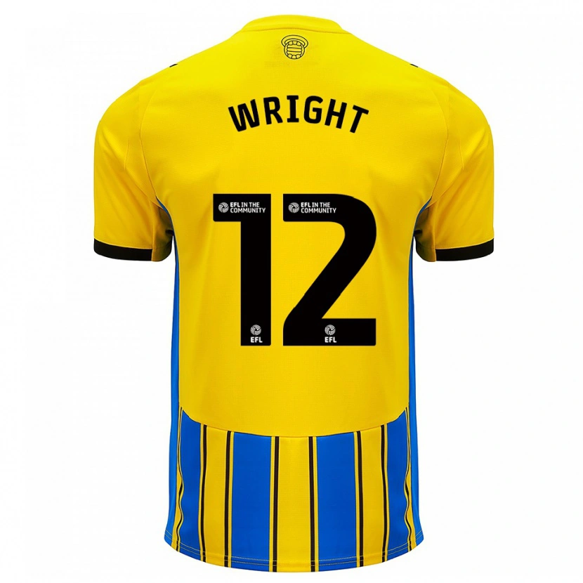 Danxen Bambino Maglia Josh Wright #12 Blu Giallo Kit Gara Away 2025/26 Maglietta
